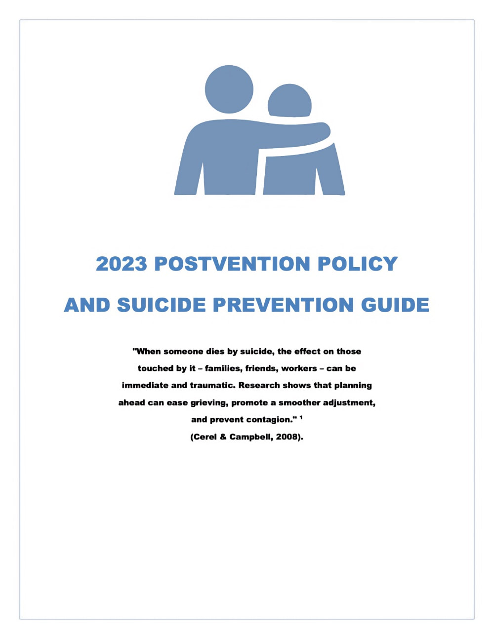Litchfield County Suicide Intervention and Postvention Policy Document Litchfield County Suicide Intervention and Postvention Policy Document